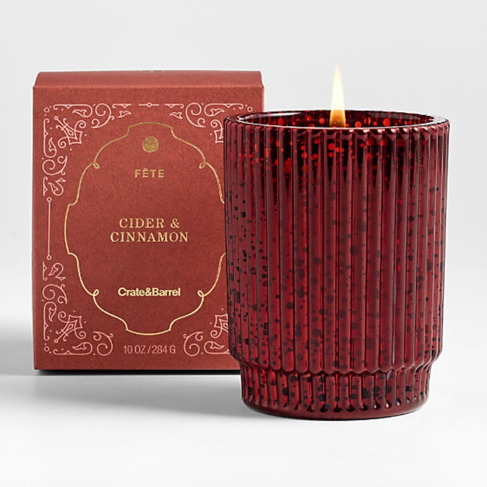 New! 🕯️✨🍊Crate&Barrel Deep Red Ribbed Candle